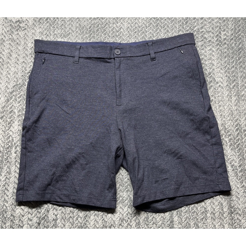 Mizzen + Main proflex Navy Blue Heather Stretch Golf Shorts Mens 38 Inseam 8"